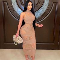 Nouvelle Arrivée YZ – Robe Sexy de Club pour Femme, Sans Manches, avec Découpes et Transparencies