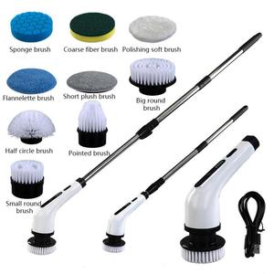 Spin <b>Scrubber</b> with Adjustable Handle Cleaning Brush with 9 Replaceable Brush Heads for Cleaning Bathroom Kitchen Floor - Product Image 3