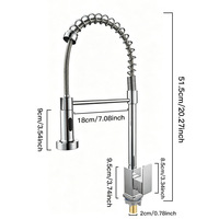 Robinet de cuisine monocommande à eau froide, à poser sur plan, avec douchette extractible, finition chromée, pour évier