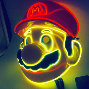Máscaras Luminosas de <span class=keywords><strong>Mario</strong></span> con Luz Fría LED, Máscaras de Anime de Dibujos Animados para Fiestas de Disfraces - Product Image 5