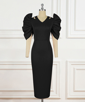 Robes de cocktail élégantes pour femmes, longueur midi, découpe, noir, 4XL