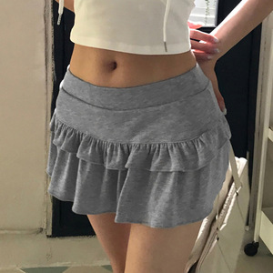 CuteandPsycho Vintage Chic Basique Streetwear Solide Bas Tricoté Stringy Selvedge Jupes Courtes Paillettes Naturel Sexy Élastique - Product Image 2