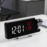 Réveil numérique moderne avec projection LED miroir sur le plafond, veilleuse murale, gradation automatique pour la décoration de bureau et de chambre