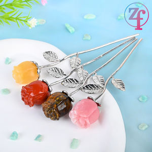 من المصنع مباشرة مواد مختلطة منحوتات من حجر الكريستال محلية الصنع ونحت زهور للهدايا - Product Image 2