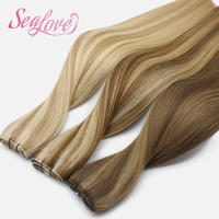 Extensions de cheveux tissées à la machine, double trame flexible, cheveux vierges alignés sur la cuticule, mélange personnalisé pour toutes les couleurs, usage professionnel en salon