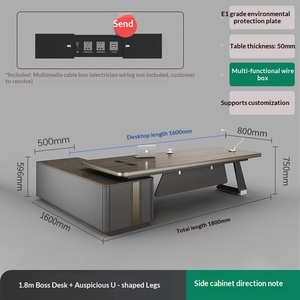 Escritorio Ejecutivo Moderno y Sencillo con Estructura <span class=keywords><strong>de</strong></span> Hierro y Tablero Artificial, Combinación <span class=keywords><strong>de</strong></span> Silla y Escritorio para Gerente o Supervisor - Product Image 6