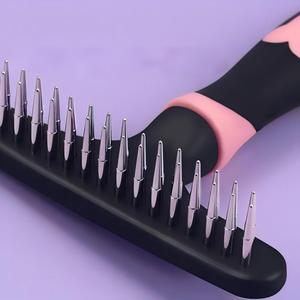 Brosse de toilettage pour chien en silicone et acier inoxydable, écologique, à prix abordable, pour démêlage et auto-nettoyage, avec fonction de massage - Product Image 3