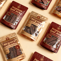 Voedselveilige recyclebare geurbestendige zipstandpouch van mono PE materiaal, duurzame verpakkingstas voor biologische snacks zoals beef jerky en jelly