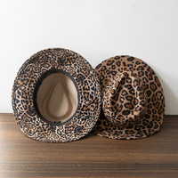 Chapeau Fedora Tendance Femme en Laine 100% Imprimé Léopard Zèbre, Style Britannique, Bord de 8 cm, Collection Printemps 2026