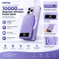 Power Bank Nirkabel Magnetik Pengisian Cepat PD 20W 10000mAh, Pengisi Daya Nirkabel 15W Ultra Tipis 8.8mm dengan Layar LCD