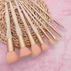 8 Piece Face Makeup <b>Brush</b> Set Personalized Custom Synthetic Hair Wood Handle Aluminum Ferrule Fan Concealer Shaving <b>Brushes</b> - Product Image 3
