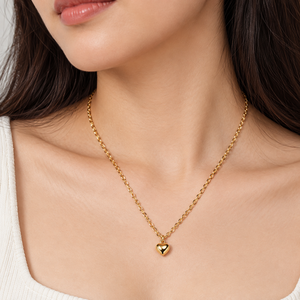Collier avec pendentif mini cœur en acier inoxydable plaqué or 14 carats, chaîne fine, bijoux - Product Image 5