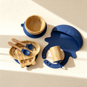 <span class=keywords><strong>Set</strong></span> per l'Alimentazione del Bambino in Bambù con Ciotola a Forte Ventosa, Bocca Larga, Resistente al Bollitore, Infrangibile, con Coperchi e Cannucce - Product Image 4