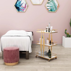 Obral besar keranjang Salon kecantikan hitam emas perak alat Salon tata rambut keranjang tangan dengan roda logam troli Salon kecantikan - Product Image 3