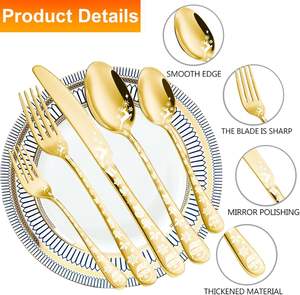5Piece Christmas Theme Luxury <b>Black</b> <b>Gold</b> and Silver <b>Cutlery</b> Set Stainless Steel Dinner <b>Cutlery</b> Set Manufacturer Bulk Party Sales - Product Image 3