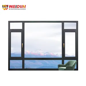 Ventana de vidrio hueca de tres capas, ventana de aislamiento acústico sellada VF75 Aislamiento acústico de ventanas de aluminio para ventanas comerciales