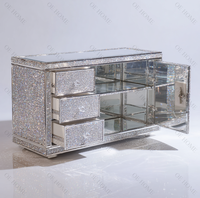 Meuble TV élégant en cristal diamant écrasé miroir support tiroir verre meubles de salon pour la maison hôtel bureau salle à manger Accent