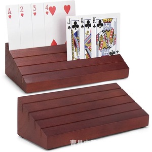 Soporte de madera trapezoidal para tarjetas, estante de almacenamiento, color rojo madera natural, estilo creativo, accesorio de juego de escritorio - Product Image 1