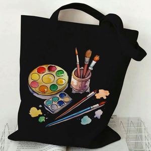 Sac fourre-tout en toile imprimée avec palette d'artiste et pinceaux, sac à bandoulière, cadeau pour les amateurs d'art, les peintres, l'école, les voyages, le shopping - Product Image 5