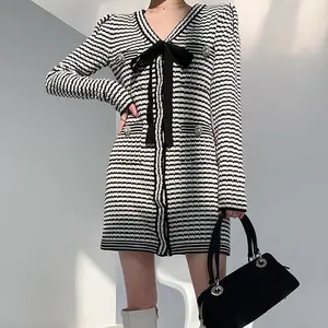 Cheap Wholesale Short Dresses Elegant Stylish Sexy Fall Knit Long Sleeve Woman Dress