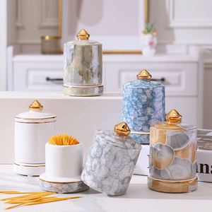 Light Luxury Ceramic <b>Toothpick</b> Holder European Style Elegant Durable for Hotel Restaurant Home Cotton Swab Storage Jar - Product Image 3