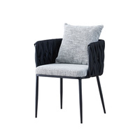 Meubles de restaurant en gros, style nordique moderne, fauteuil rembourré en cuir avec structure en métal, chaise de salle à manger, mobilier pour restaurant et hôtel