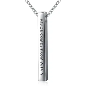 Nieuwste Ontwerp Speciale Mannen Sieraden 925 Sterling Zilveren Bar Hanger Ketting