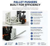 Palette en acier à pousser pour économiser la main-d'œuvre, pour le déplacement de matériaux sur ligne de production avec dispositif de poussée/tirage par chariot élévateur