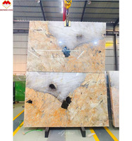 Pandora Quartzite rose translucide pour la décoration murale de la maison Pierre de luxe Pandora Granite avec grand cristal