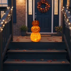 Lámpara LED de Calabaza Apilable Personalizada, Decoración de Halloween, Linterna Moldeada por Soplado para Decoración de Fiestas en Interiores y Exteriores - Product Image 4