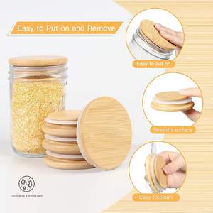 Vietnam <b>Mason</b> <b>Jars</b> Storage Wood Regular Mouth Painted Technique Maple <b>Mason</b> <b>Jar</b> Bamboo Top Selling <b>Lids</b> <b>With</b> Silicone Gasket - Product Image 2