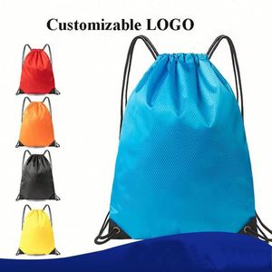 Custom Logo Polyester String <b>Backpack</b> with Cotton Handle Organic Terylene Bag Canvas Drawstring for Gift Use Promotional Product - Product Image 2