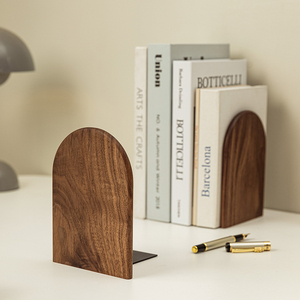 Porte-livres personnalisés en noyer noir américain massif, coins arrondis sécurisés pour les enfants, organisateur de bibliothèque de <span class=keywords><strong>bureau</strong></span>, décoration scandinave pour le <span class=keywords><strong>bureau</strong></span> - Product Image 1