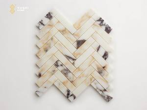 Mosaïque de marbre Calacatta Viola à chevrons sur mesure YUSHI pour crédence de cuisine et décoration murale de salle de bain - Product Image 2