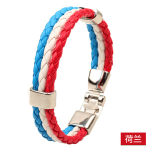 Pulsera de Cuero PU Trenzada Multicolor para Hombre, Accesorio de Apoyo para la Copa de Fútbol, Verano 2022, Fuente de Productos de Yiwu, Zhejiang - Product Image 5