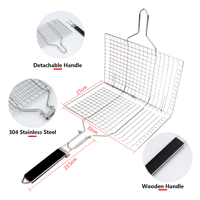 Panier de barbecue pliable en acier inoxydable, filet rectangulaire pour légumes et poisson, facile à utiliser, outil de barbecue au charbon de bois pour l'extérieur