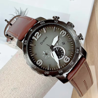 Jam Tangan Pria Kronograf Quartz Grosir 50MM Dial Besar Tanggal Tali Kulit Asli FS Sport Arloji Pria Relojes