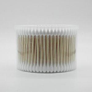 Bâtonnets de <span class=keywords><strong>coton</strong></span> en <span class=keywords><strong>bambou</strong></span> naturel, 300 pièces, embouts simples et ronds, double embout, emballage en gobelet rond portable, écologique, usage quotidien - Product Image 4