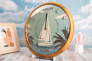 Toptan çam ahşap dekorasyon fonksiyonel için çerçeve gelgit duvar saatleri - Product Image 3