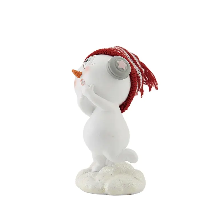 Regali di compleanno per bambini cappello di lana rosso giocattoli artigianato in resina ascolta canzone statua del pupazzo di neve