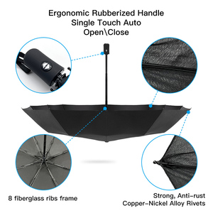 Parapluie automatique à 3 plis avec logo personnalisé, coupe-vent, protection UV, revêtement noir, renforcé, compact, cadeau d'affaires, parapluie de voyage - Product Image 3