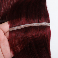 Trame invisible de papillon de génie des deux côtés 100% extensions de cheveux humains vierges crus injectés XO trous trame cheveux Remy russes 99J