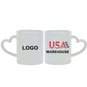 Taza de Café de Cerámica Blanca Personalizada de 11 oz con Asa de Corazón para Sublimación, Venta al por Mayor desde Almacén en EE. UU. - Product Image 1