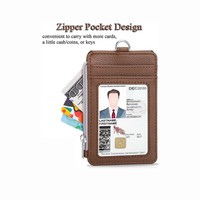 Dompet Kartu Bisnis Unisex Bahan Kulit PU Anti-RFID Anti-Hilang dengan Cetak Laser, Kancing Tekan, 3 Slot Kartu, Jendela ID, dan Resleting