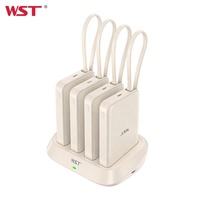 WST Jetzt Den Strom Câble intégré Charge rapide sans fil magnétique 10000mah Power Bank Station de charge pour hôtel