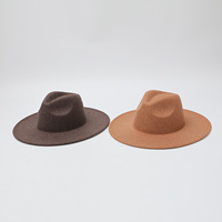 Chapeau Fedora en feutre imitation laine à large bord, style cowboy jazz rétro britannique, unisexe, pour automne-hiver, accessoire de tête formel