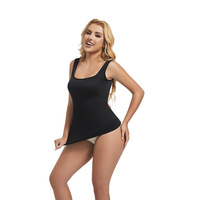 Camiseta sin mangas de poliamida de alta calidad, fina, transpirable, sin costuras, para mujer, de corte cuadrado, para uso diario, con control de abdomen y efecto moldeador.