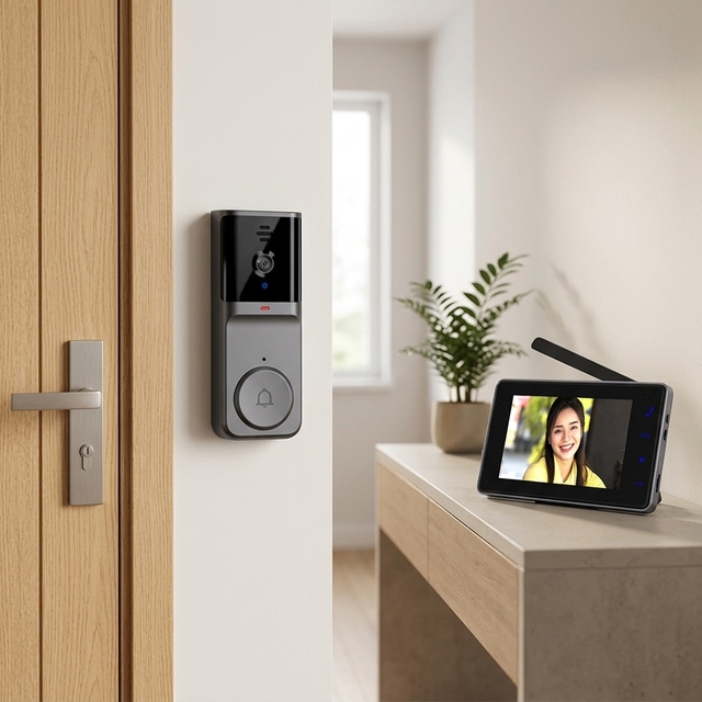 Indoor Monitor Video Doorbell Two-Way Audio Infrared Night Vision, Home Security Camera