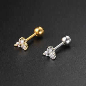 Orecchini a Perno in Zircone per Donna, Forma di Cuore, Chiusura a Vite, Anelli per Naso, Placcati in Oro, Regalo per Feste - Product Image 2