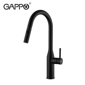 Gappo Produsen SUS304 Mixer Dapur dengan Pull-Out Penyemprot Keran Dapur Hitam G4398-46 Keran Dapur